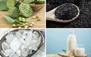 nguyên liệu làm sữa hạt sen mè đen