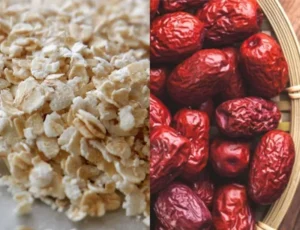 yến mạch và táo đỏ
