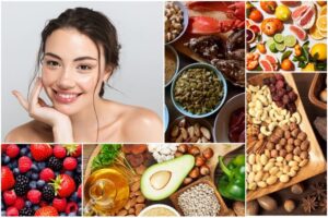 Các thực phẩm cho làn da căng mịn, giàu vitamin và chất chống oxy hóa.