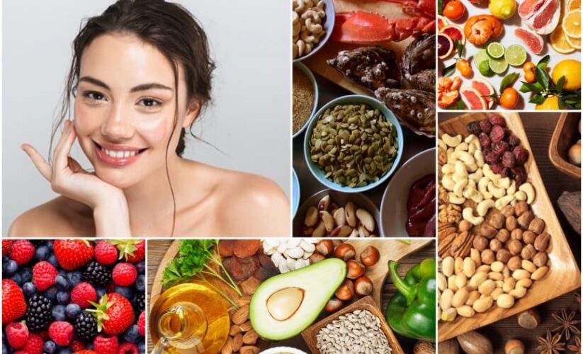 Các thực phẩm cho làn da căng mịn, giàu vitamin và chất chống oxy hóa.